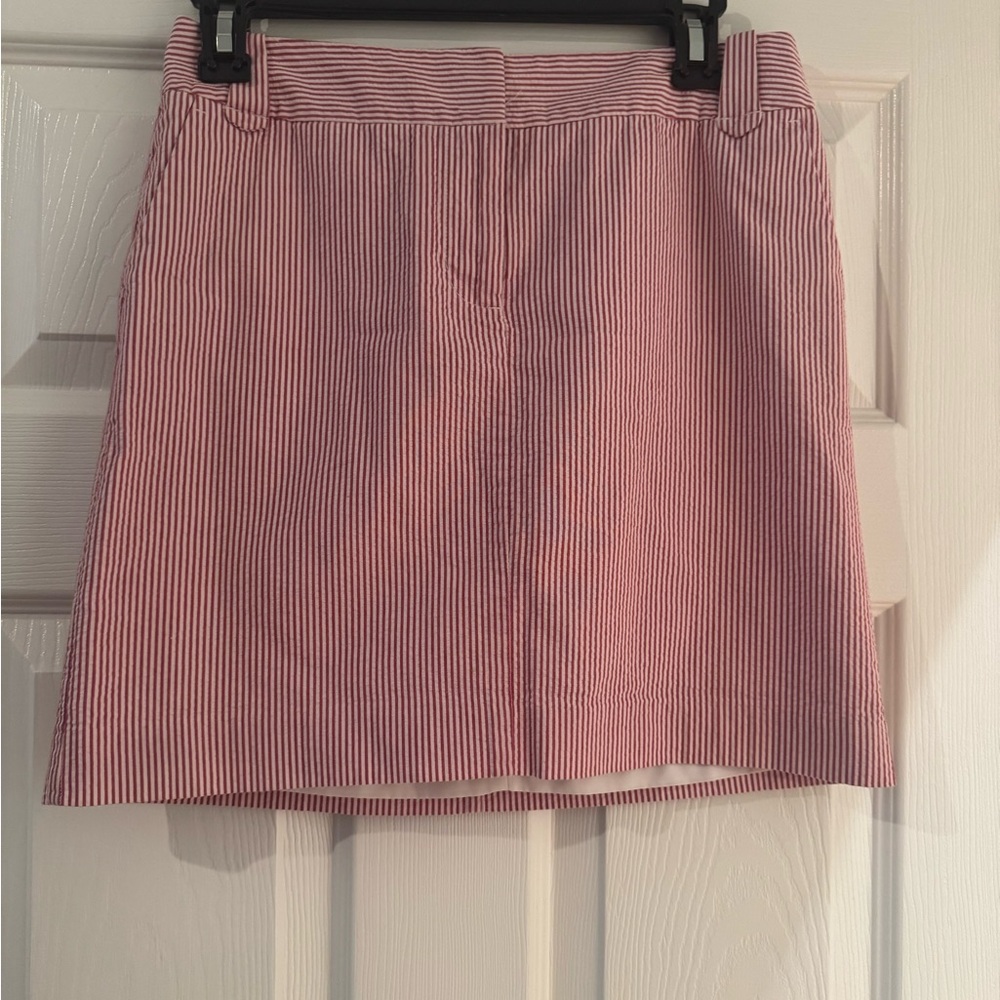 Red Seersucker LOFT Skirt